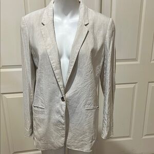 Club Monaco Cream Tailored linen blend Blazer. Size 10.